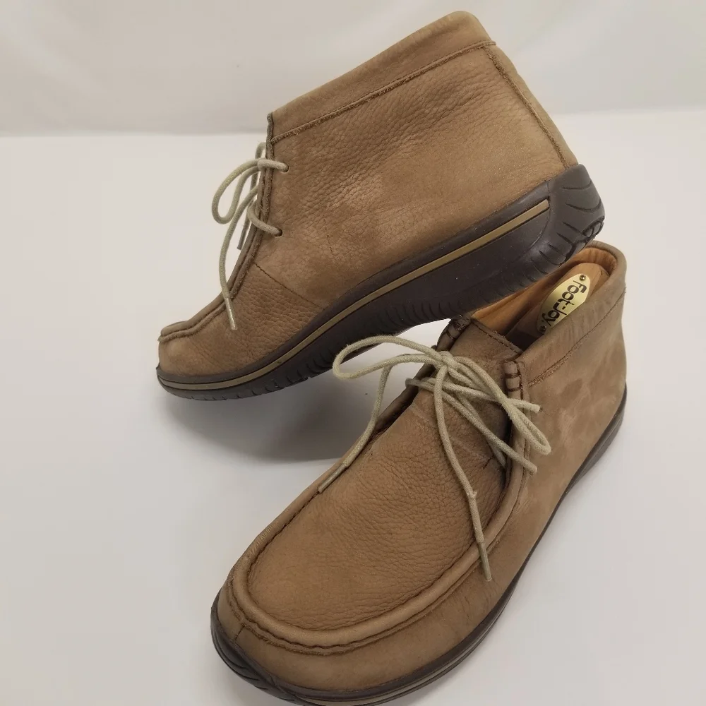 Alegria Mens Size 8.5US 42EU Chukka Boots Taupe Tan Leather Suede Ankle Boot